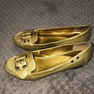 Gold flats, Audrey Brook, size 8.5